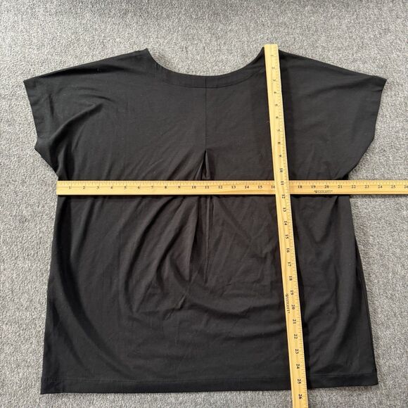 J. Jill Luxe Supima Black Pleat-Back V Neck Tee Womens Size Large - Picture 6 of 6